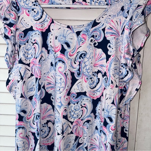 Lilly Pulitzer Dani Ruffle Sleeve Shift Dress in Multi Paisley Print Size Large - Picture 3 of 6